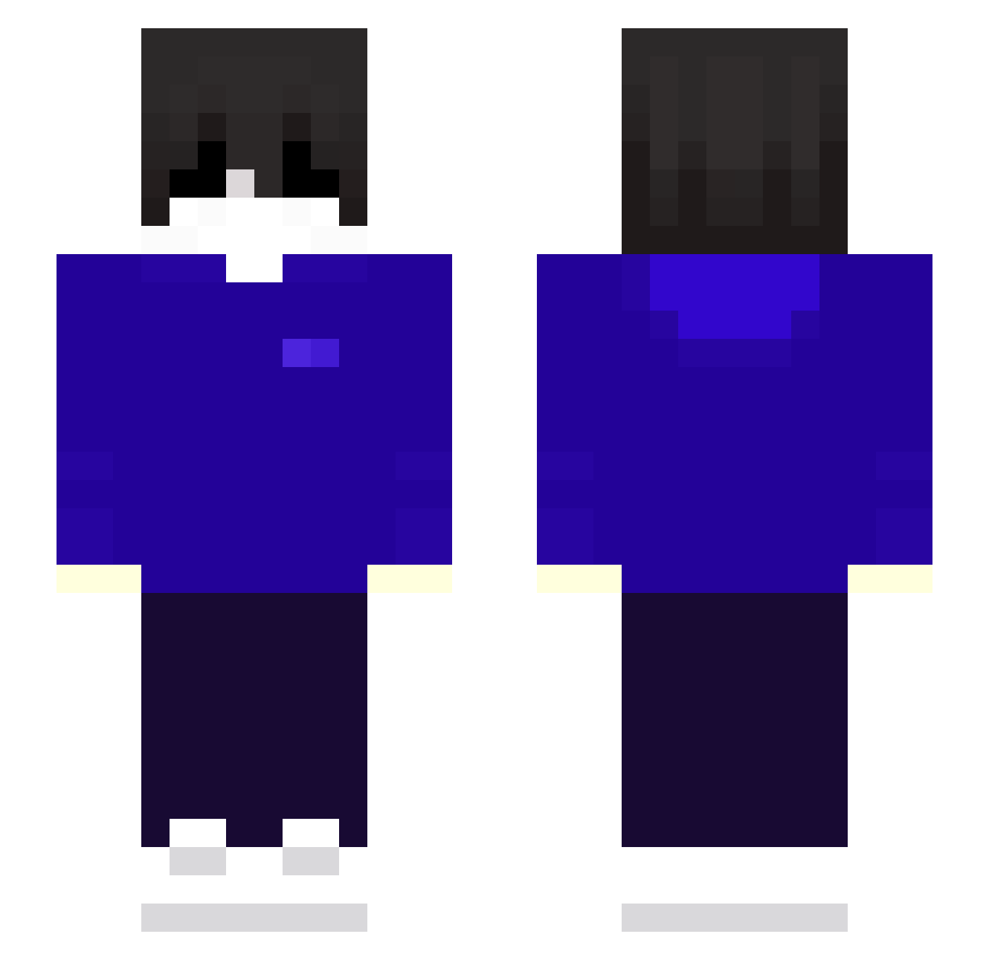 yquri Minecraft skin, front and back view