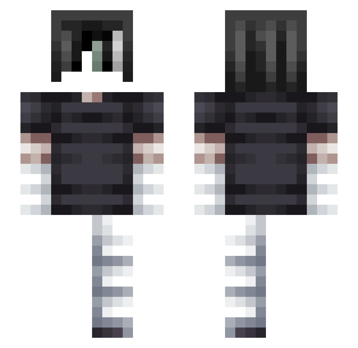 Sc4rlett2nd Minecraft skin, front and back view