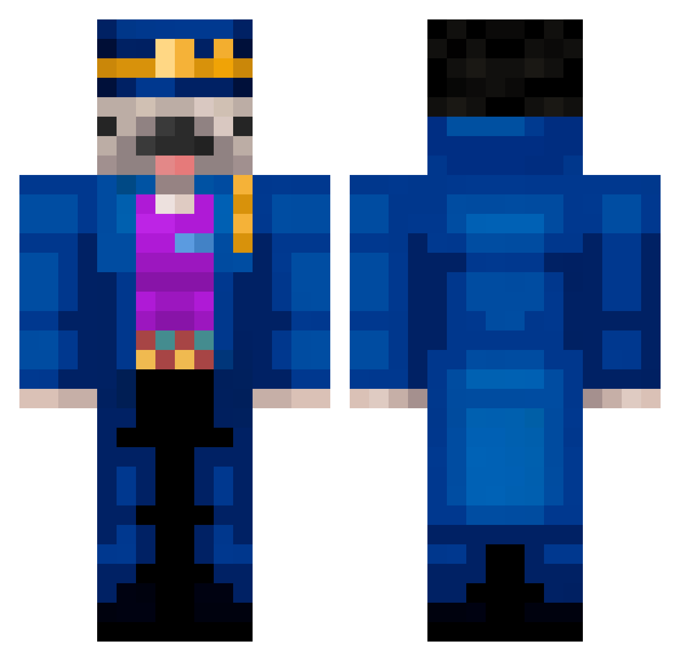 rusher122 Minecraft skin, front and back view