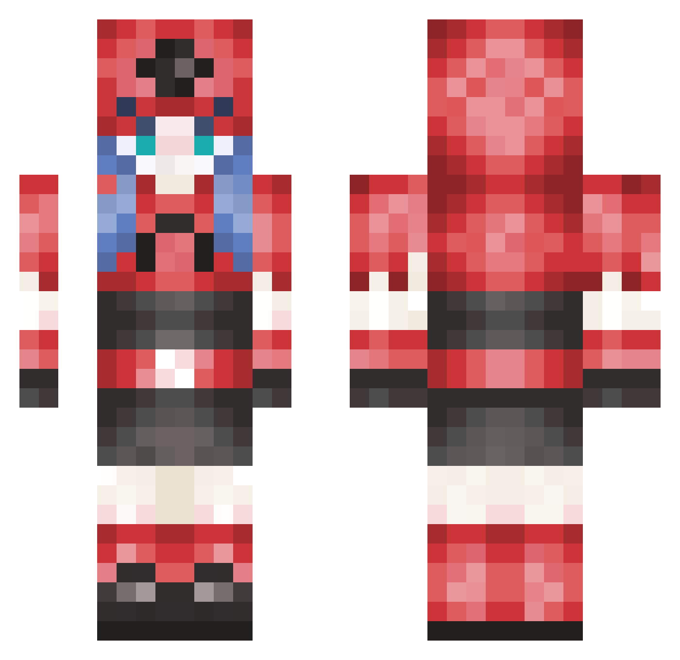 RubinTulpe Minecraft skin, front and back view
