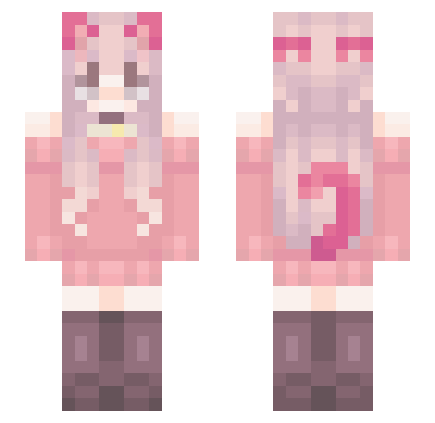 Faunie Minecraft skin, front and back view