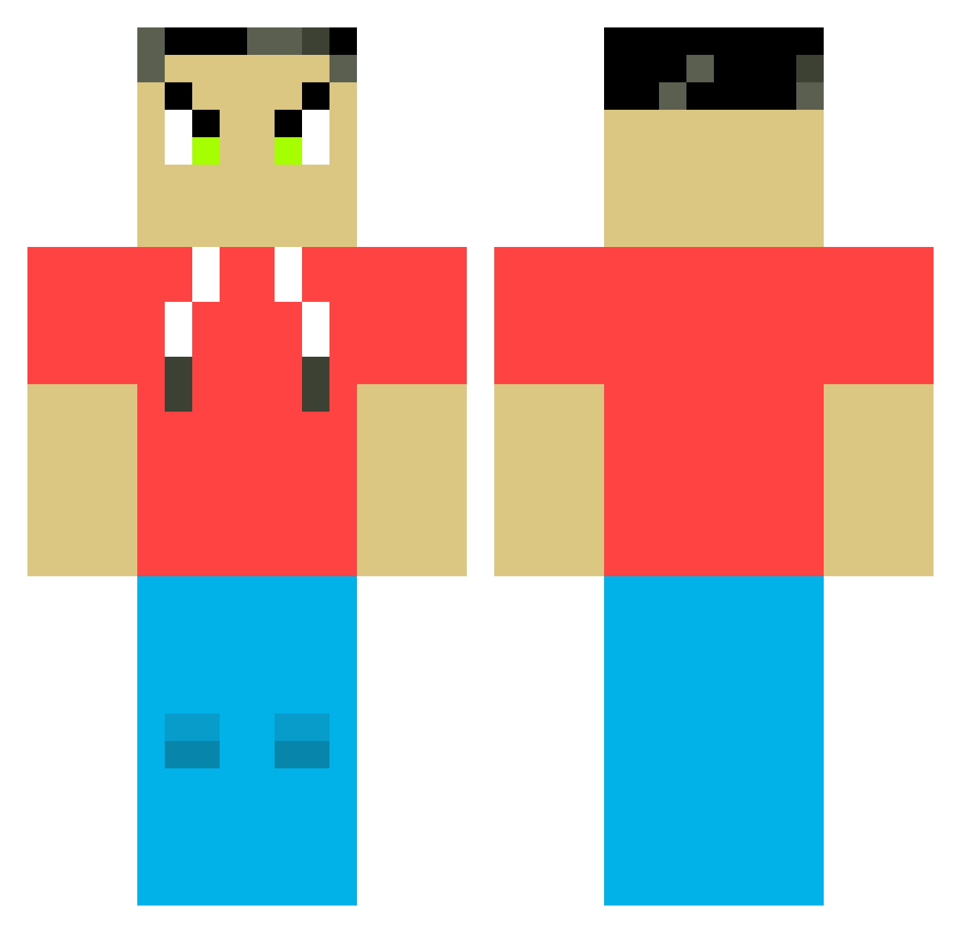 wzenon Minecraft skin, front and back view