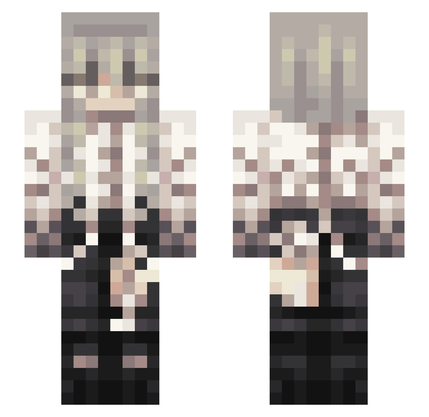 melatonul Minecraft skin, front and back view