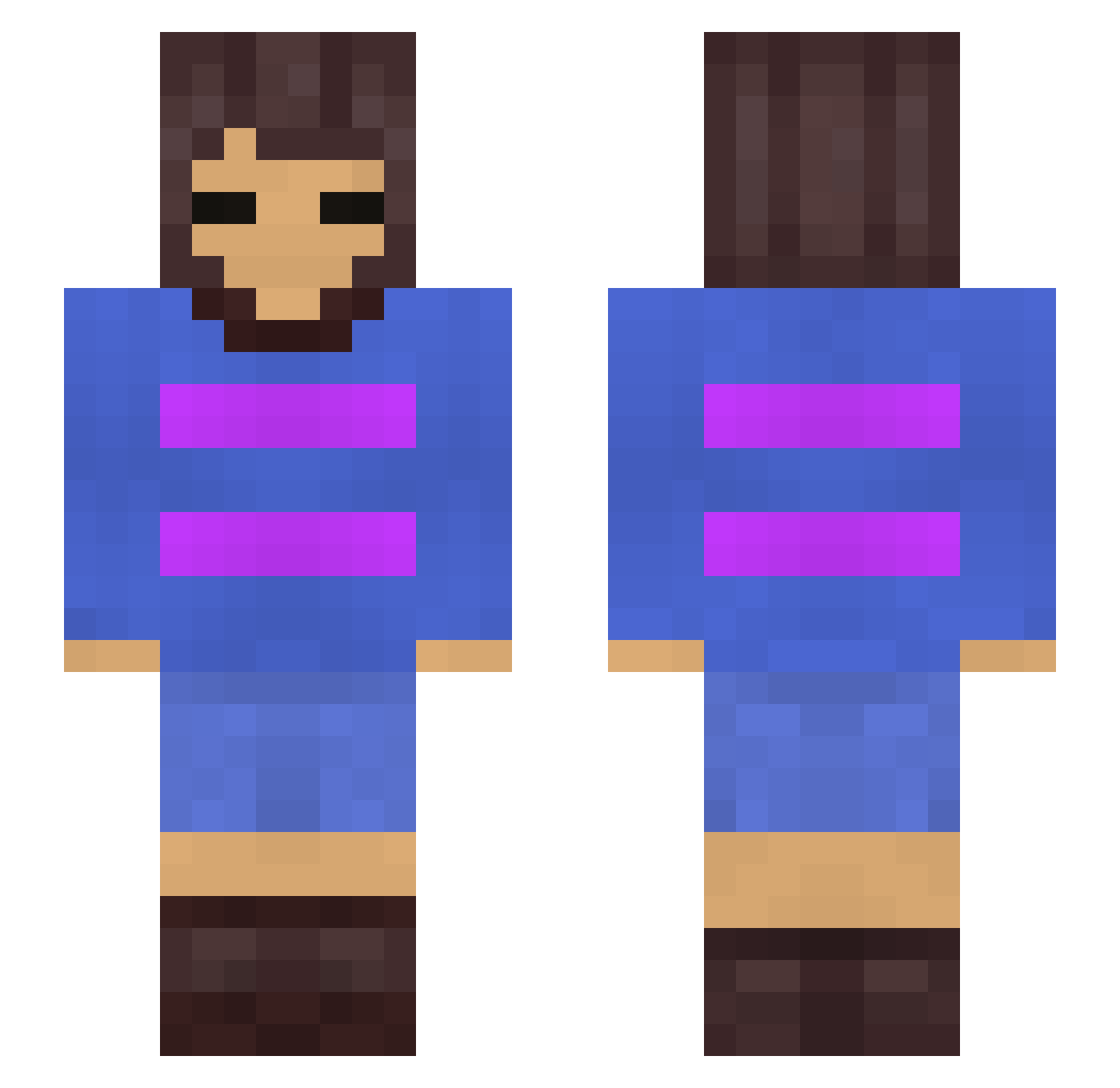 HelloImHizzy Minecraft skin, front and back view