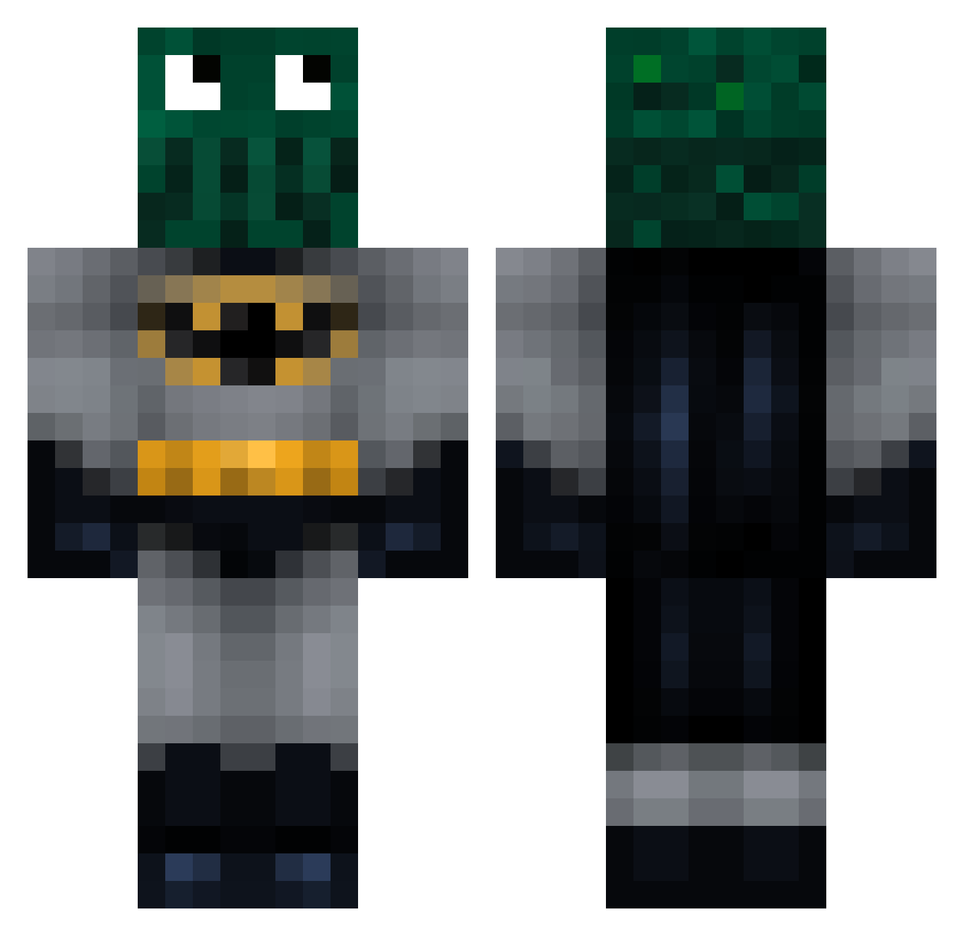 Moonraker Minecraft skin, front and back view