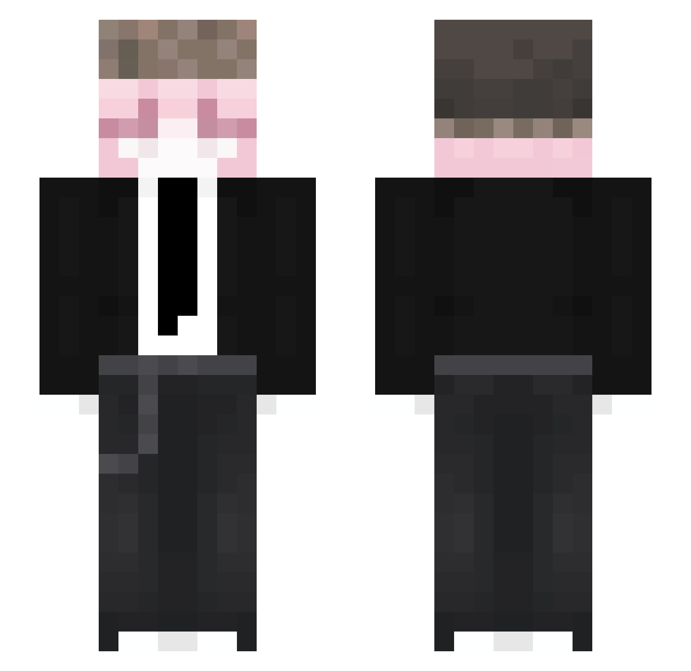 Gl0spy Minecraft skin, front and back view