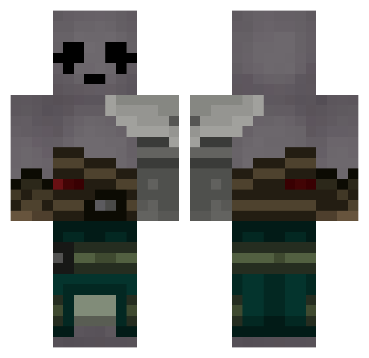 mmmHMMMMYES Minecraft skin, front and back view