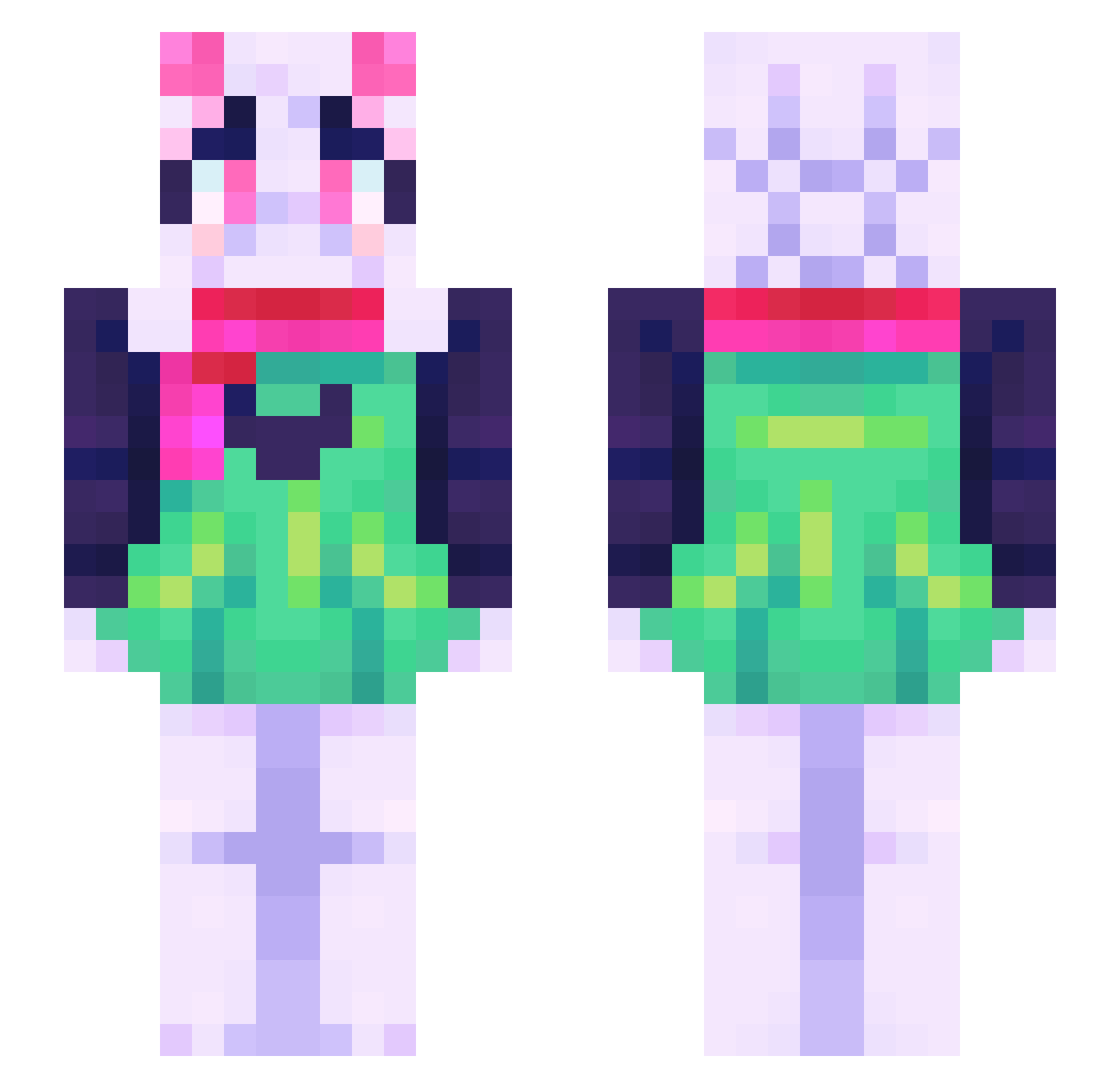 marshmellobunnys Minecraft skin, front and back view