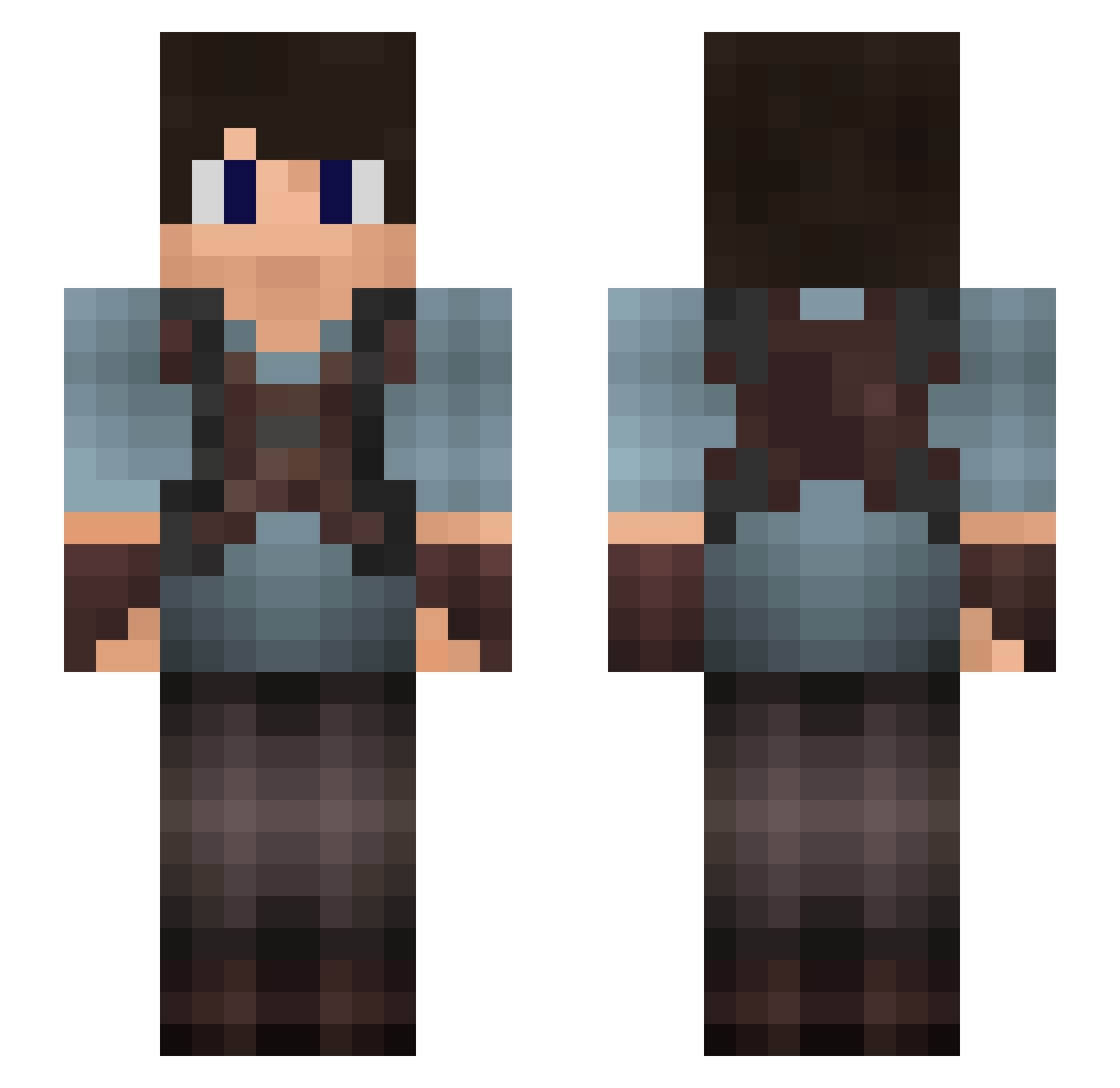 haced Minecraft skin, front and back view