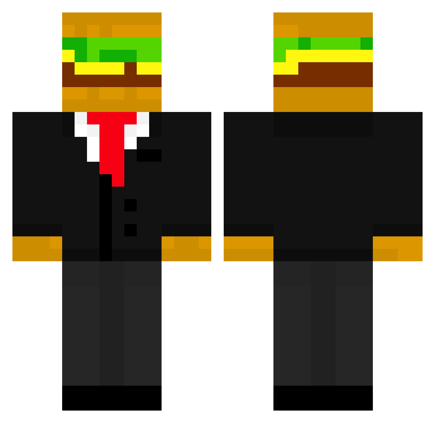 Burger62 Minecraft skin, front and back view