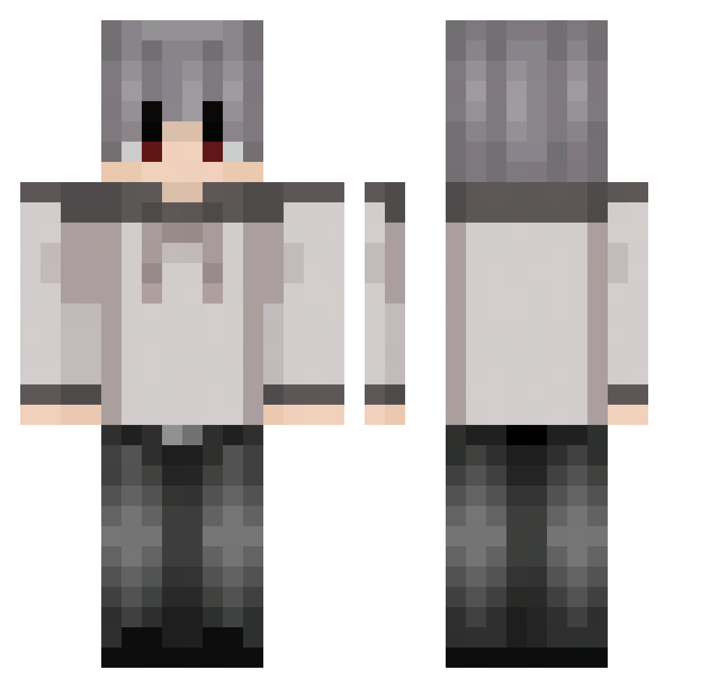 s1xzzy Minecraft skin, front and back view