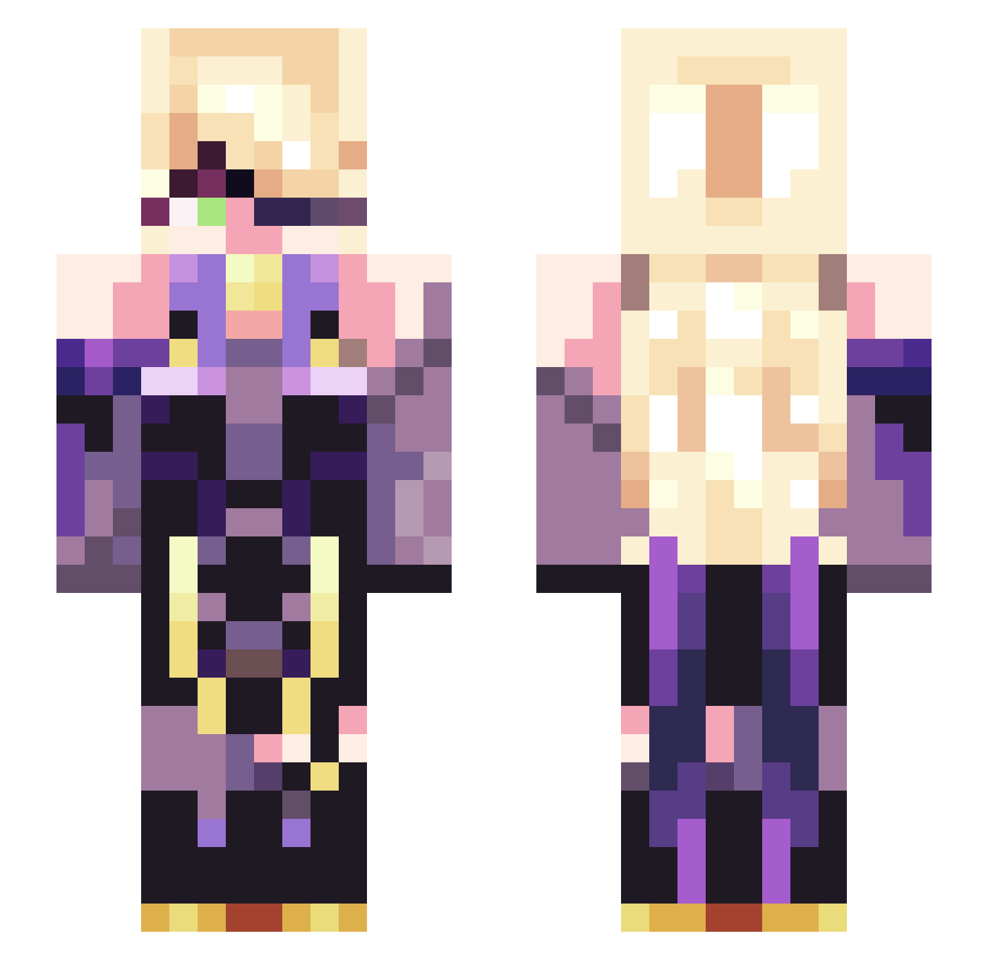 1proto Minecraft skin, front and back view