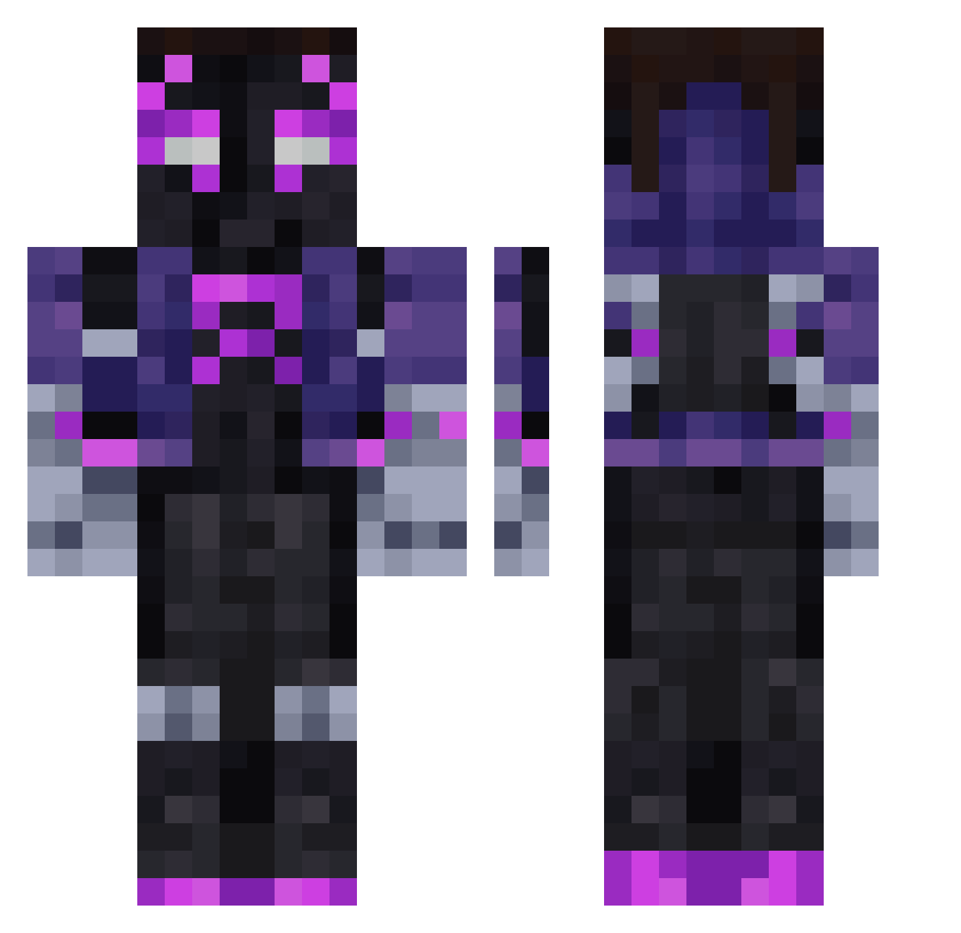 xxSfinx Minecraft skin, front and back view