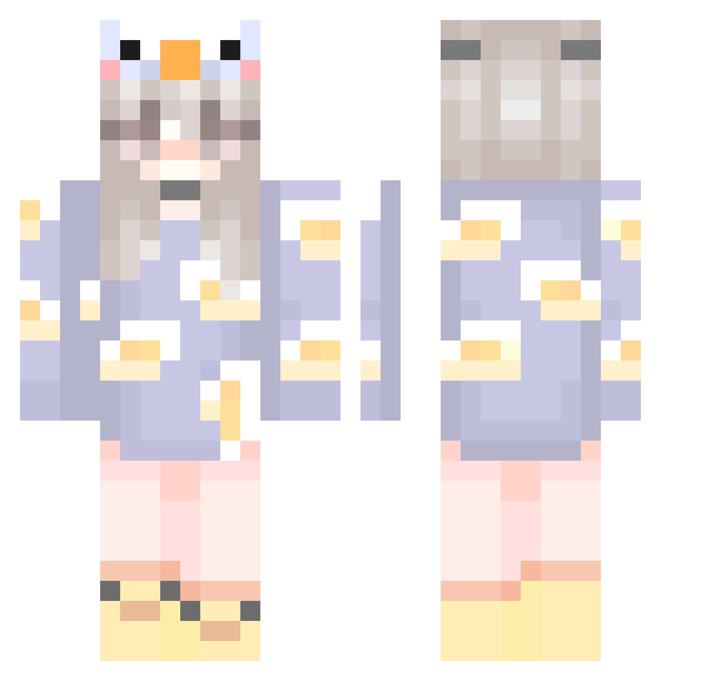 illinoisan Minecraft skin, front and back view