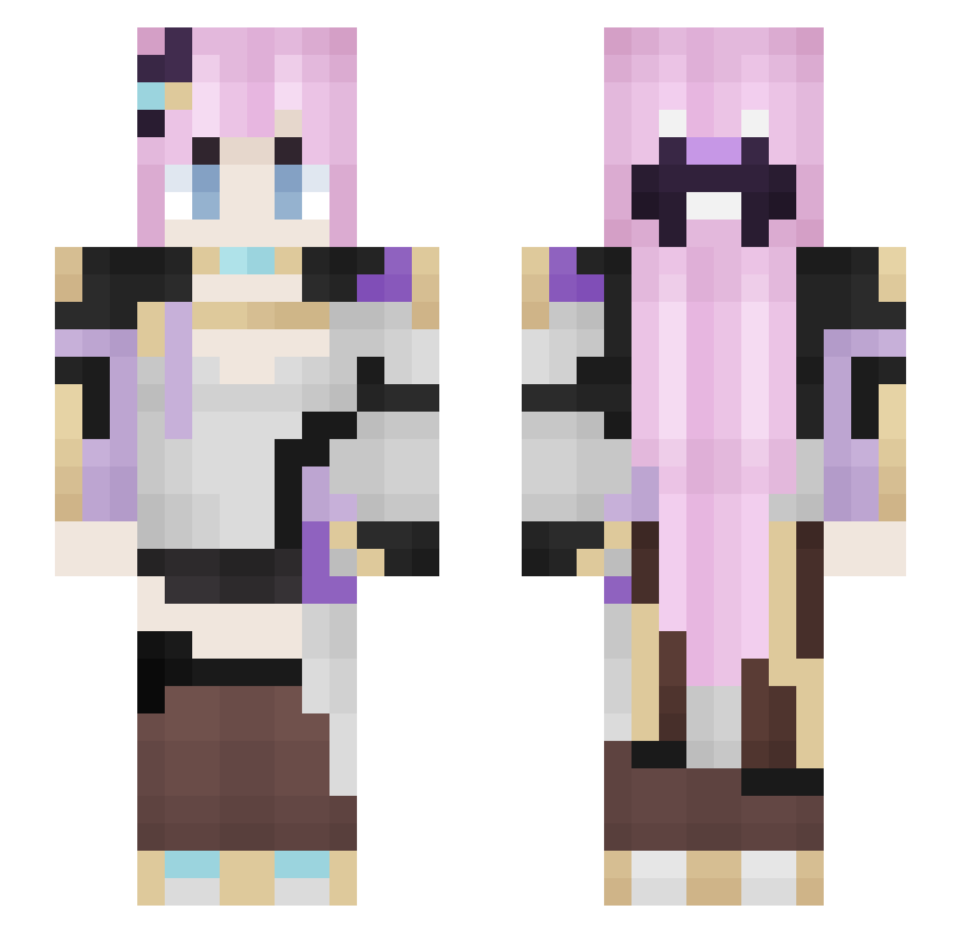 Elysialove521 Minecraft skin, front and back view