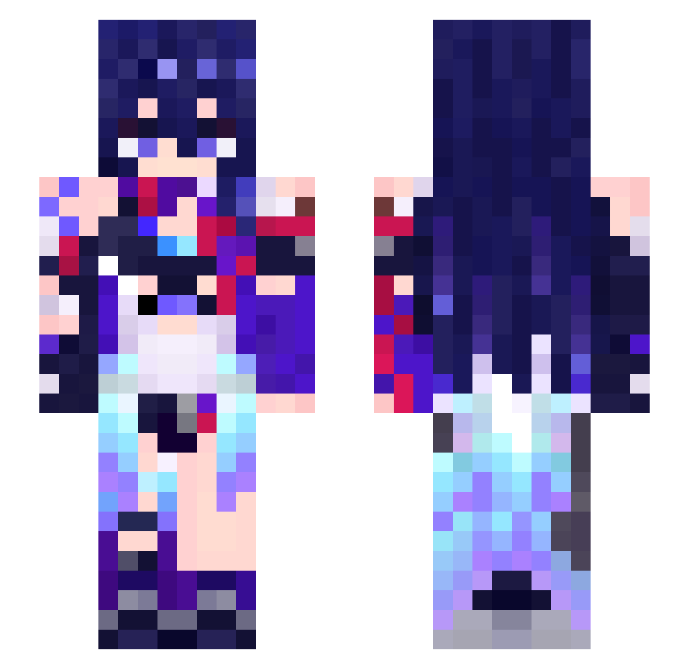 RaidenKawaii Minecraft skin, front and back view