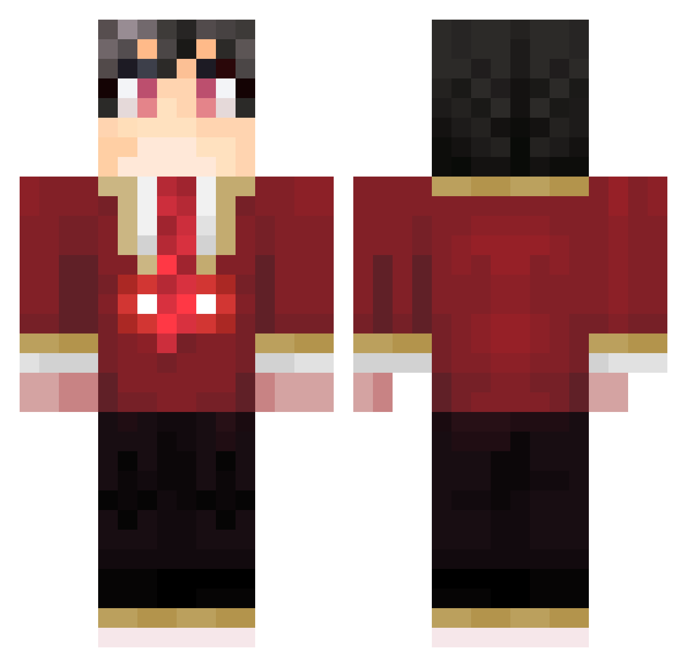 darkkikou Minecraft skin, front and back view