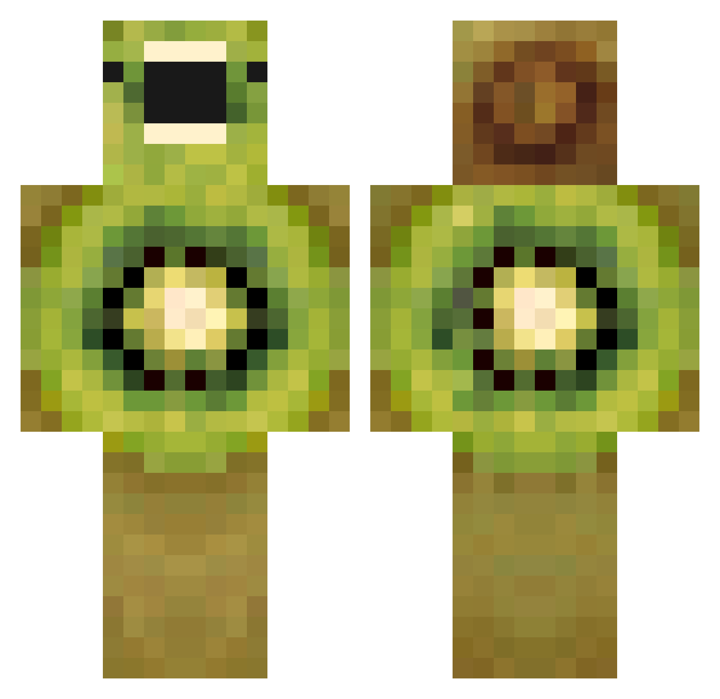 Abuk67 Minecraft skin, front and back view
