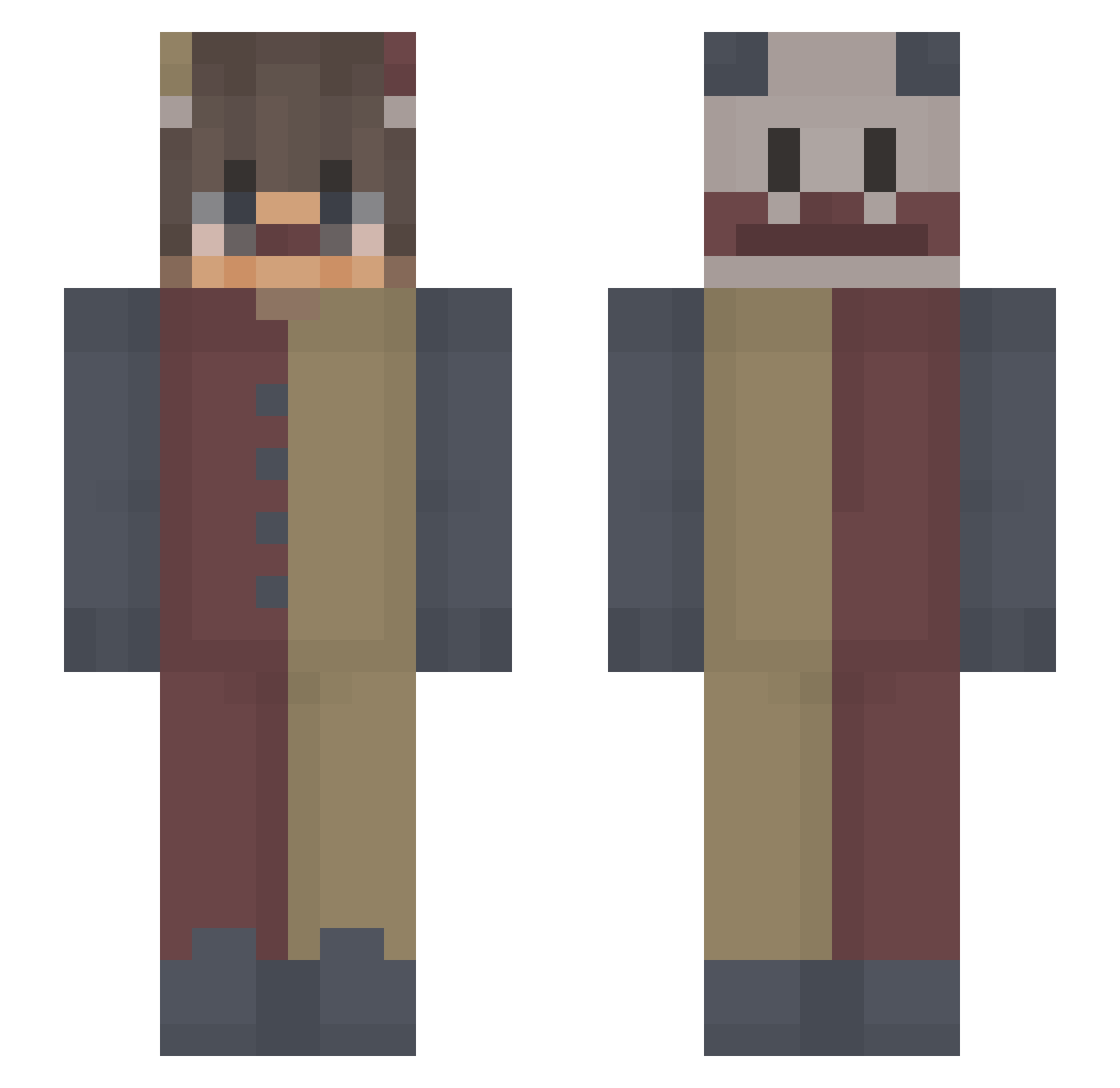 SleepYll Minecraft skin, front and back view