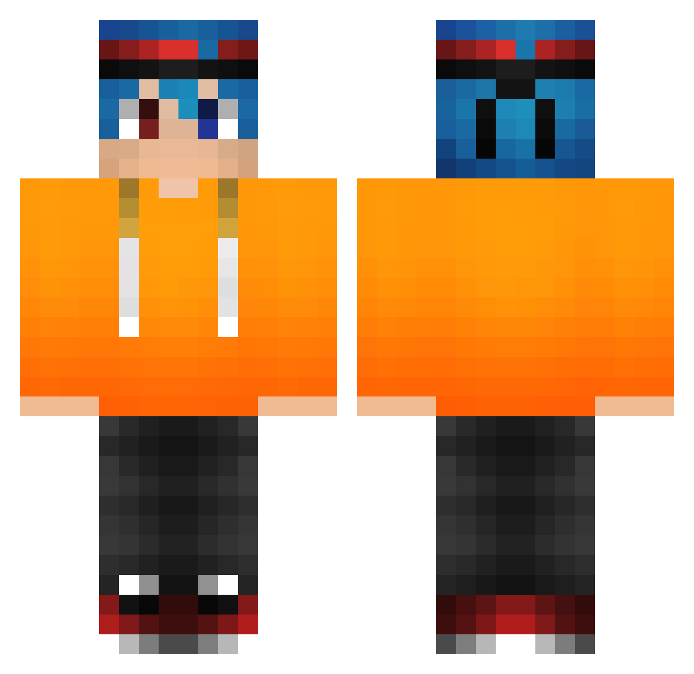 Habruno Minecraft skin, front and back view