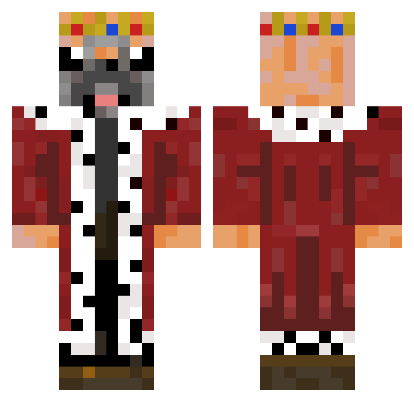 Pugmanjeep208 Minecraft skin, front and back view