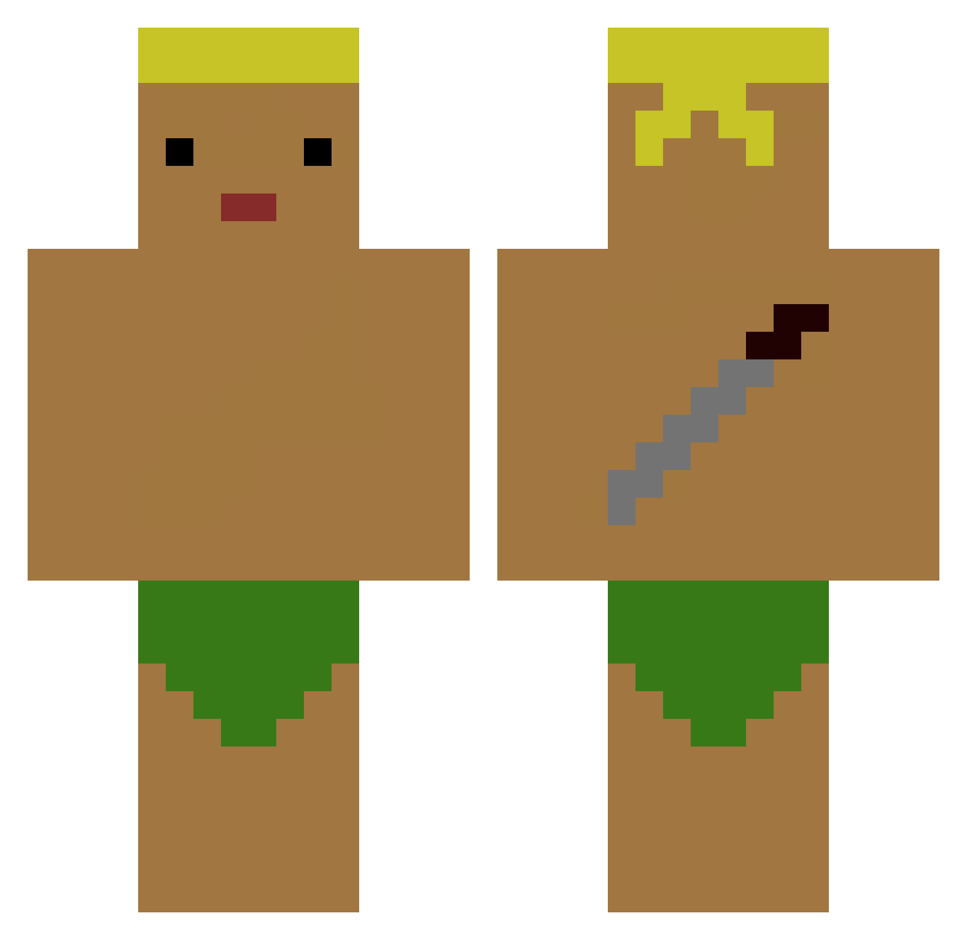 JusakDix Minecraft skin, front and back view
