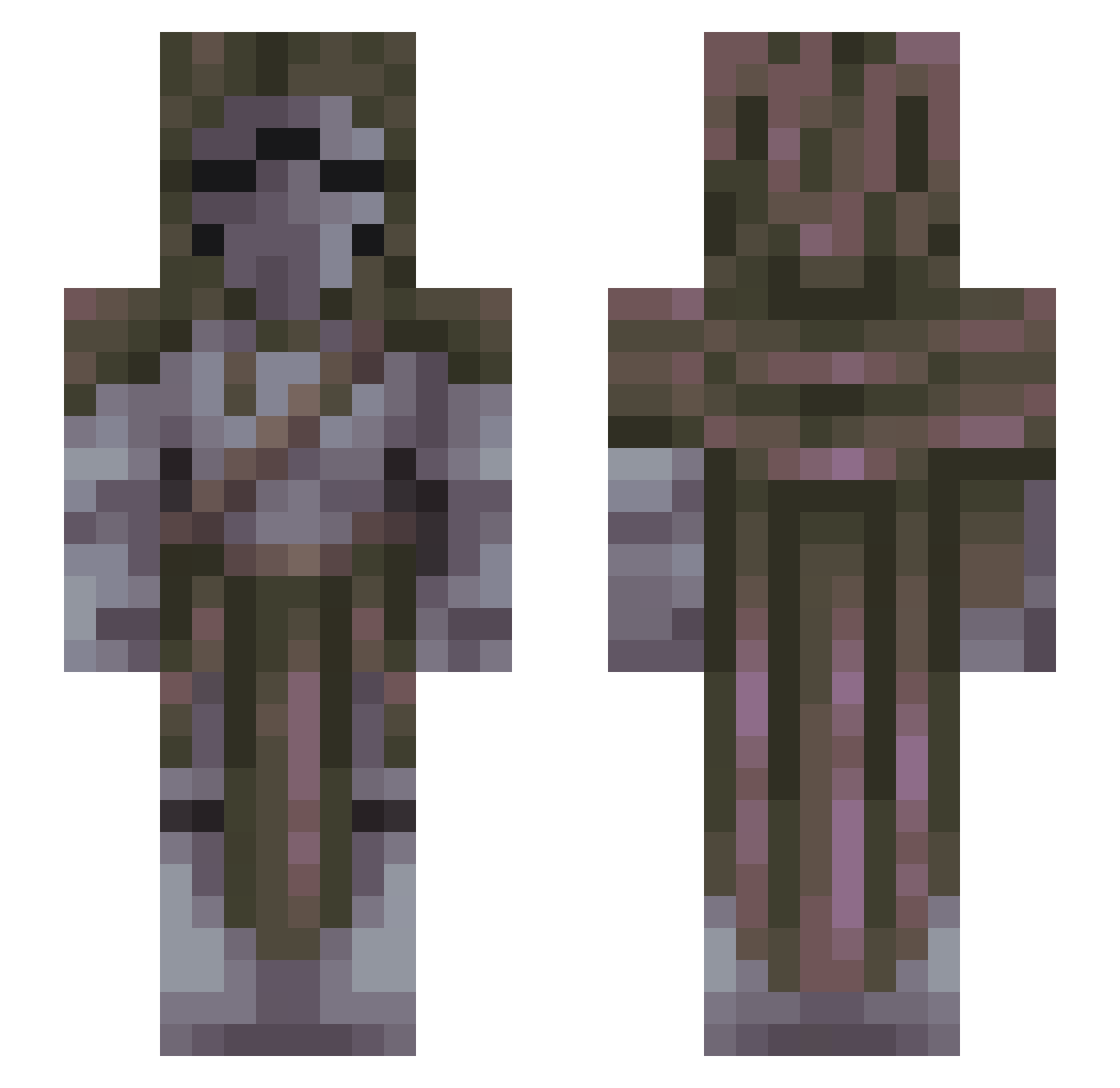 MonsterSaborCha Minecraft skin, front and back view