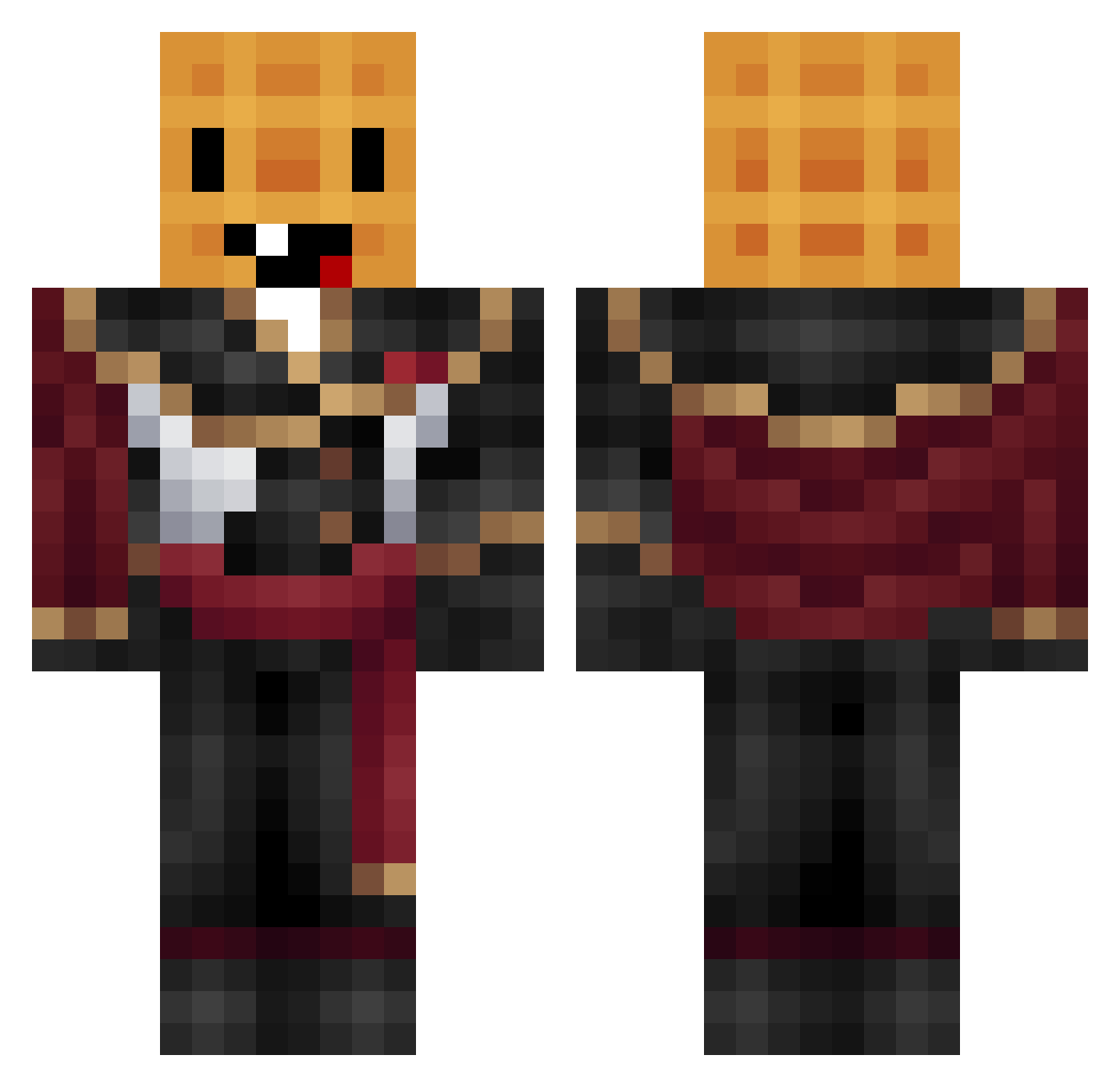 Twiddled_Waffles Minecraft skin, front and back view