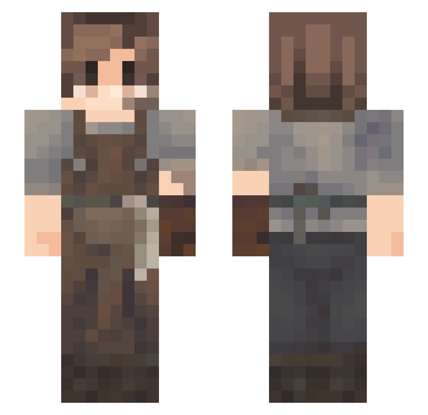 Soviet_Beluga Minecraft skin, front and back view