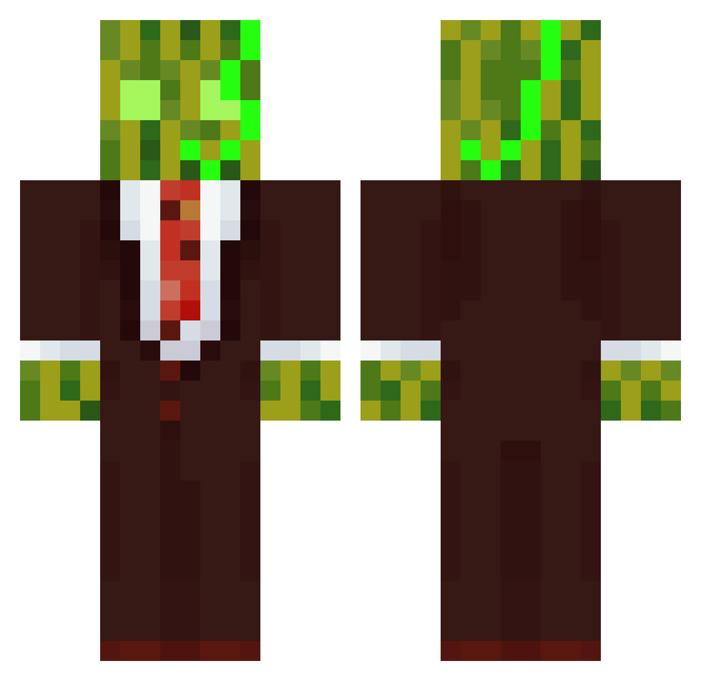 GlassSeeds Minecraft skin, front and back view