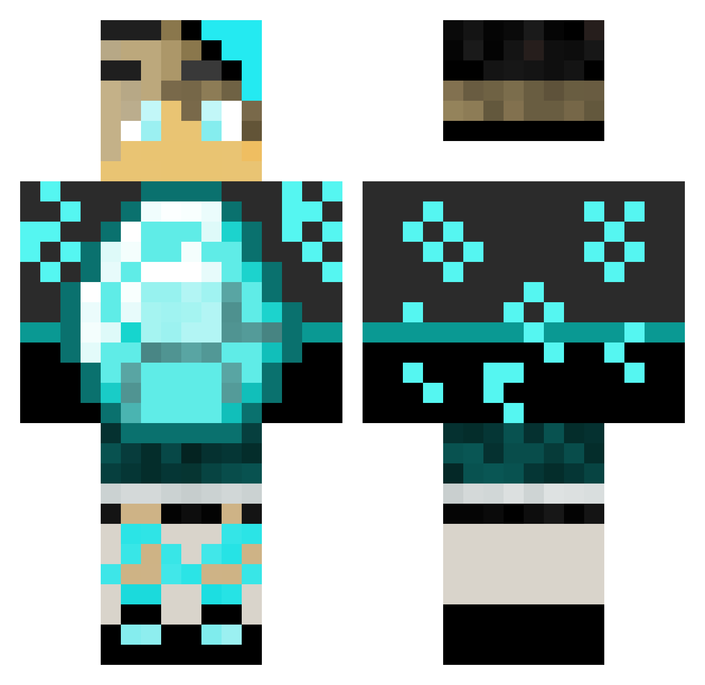 Retartist Minecraft skin, front and back view
