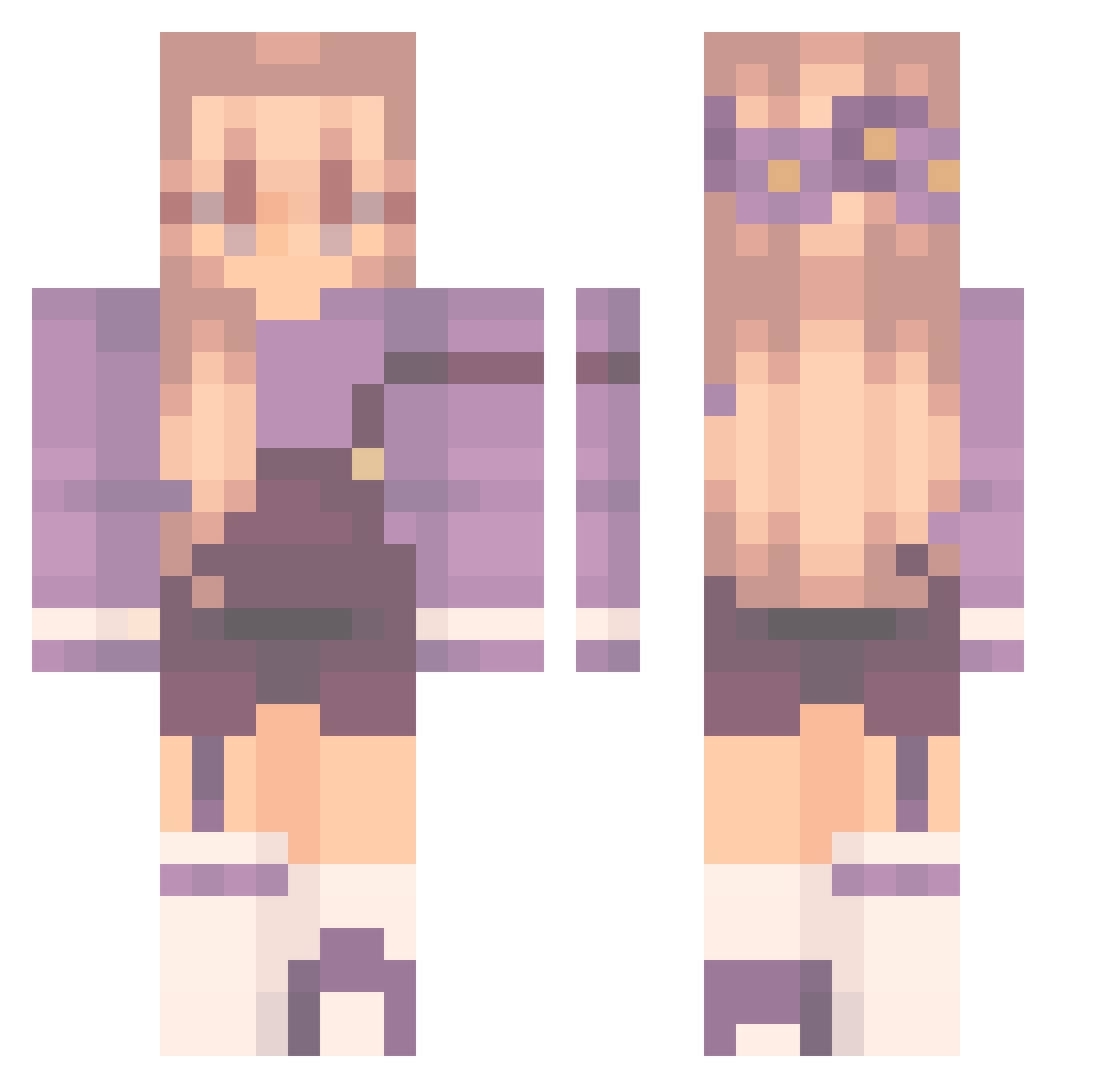 solarxo Minecraft skin, front and back view