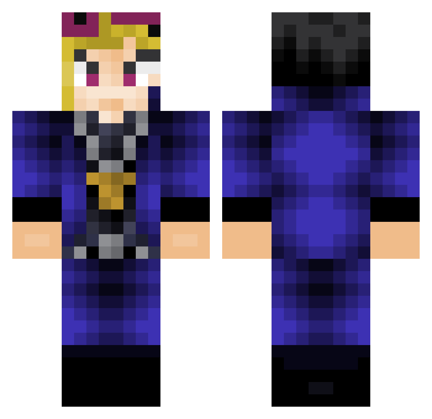 OMGITZRP Minecraft skin, front and back view