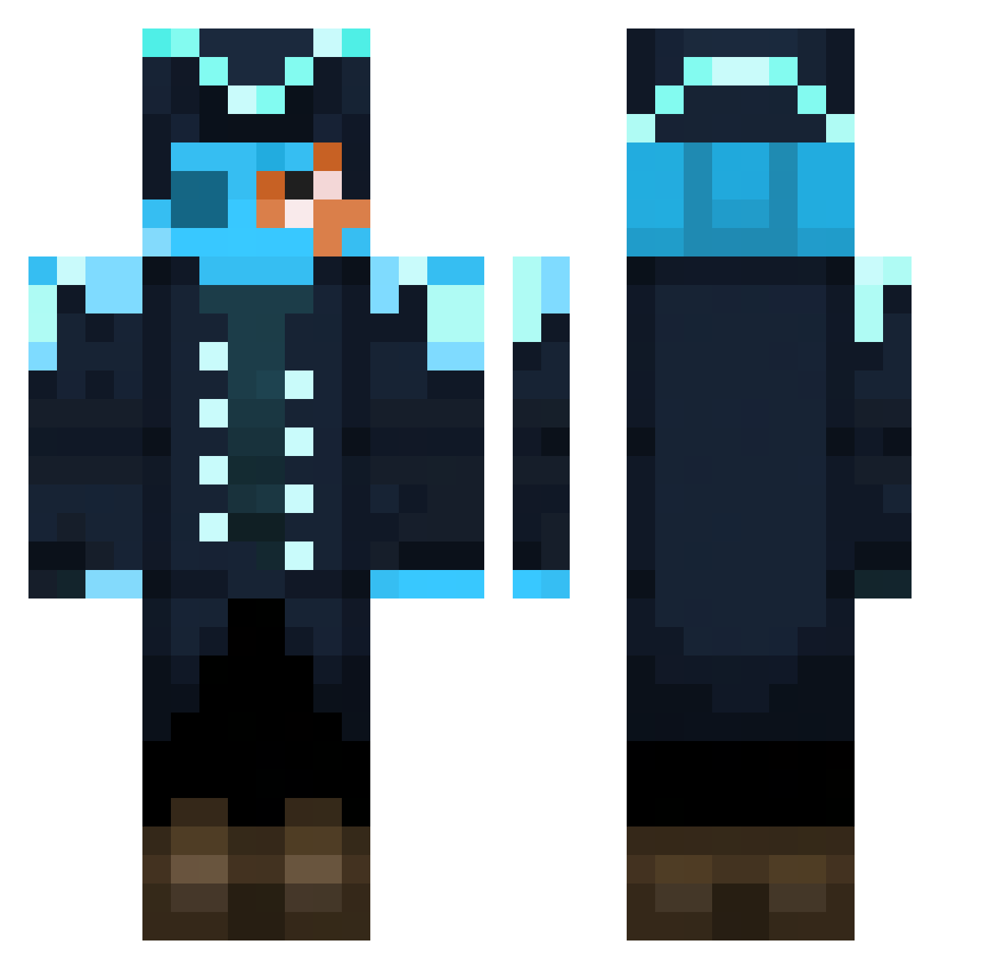 0Vxm Minecraft skin, front and back view