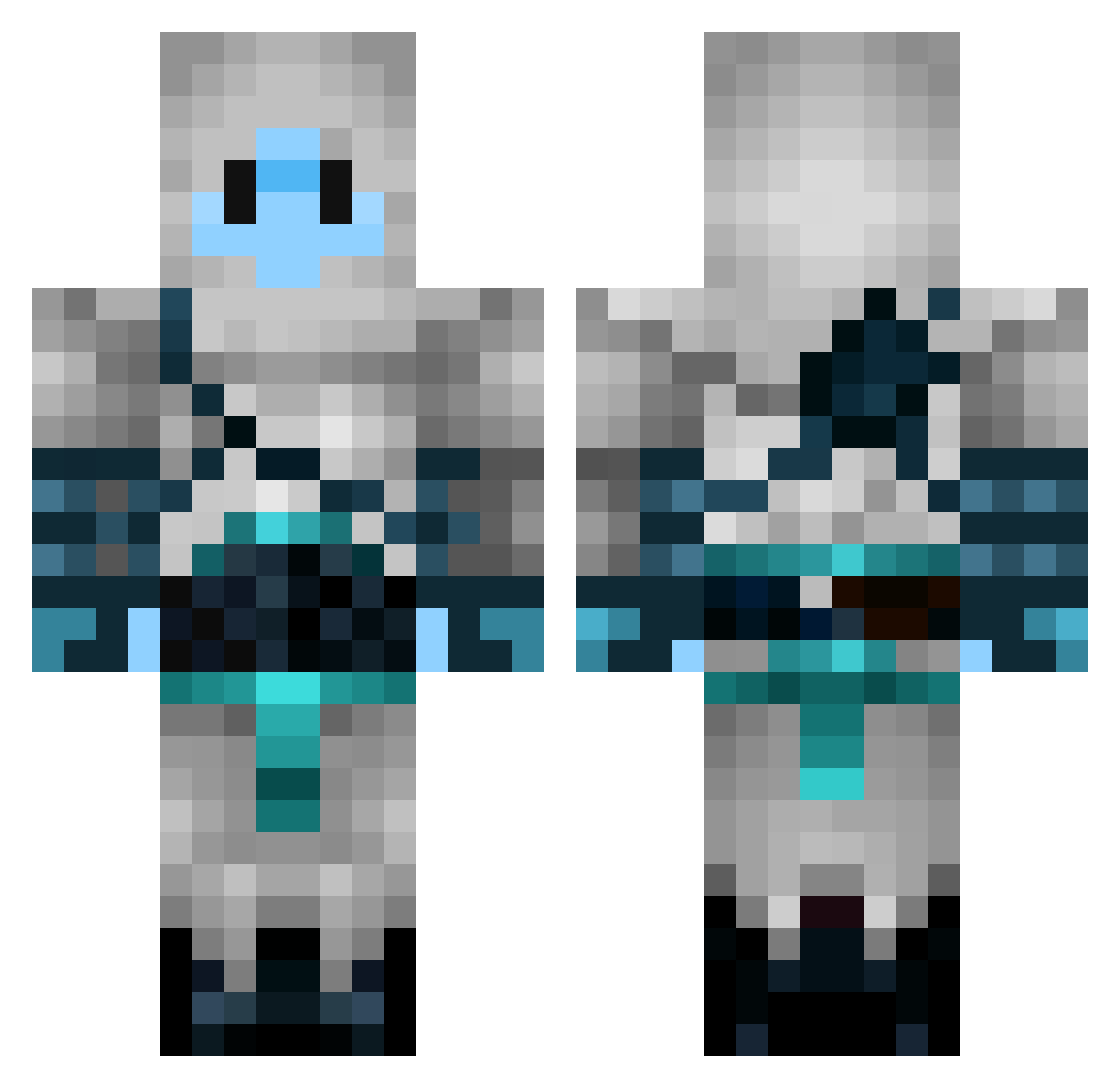 Raptor1701 Minecraft skin, front and back view
