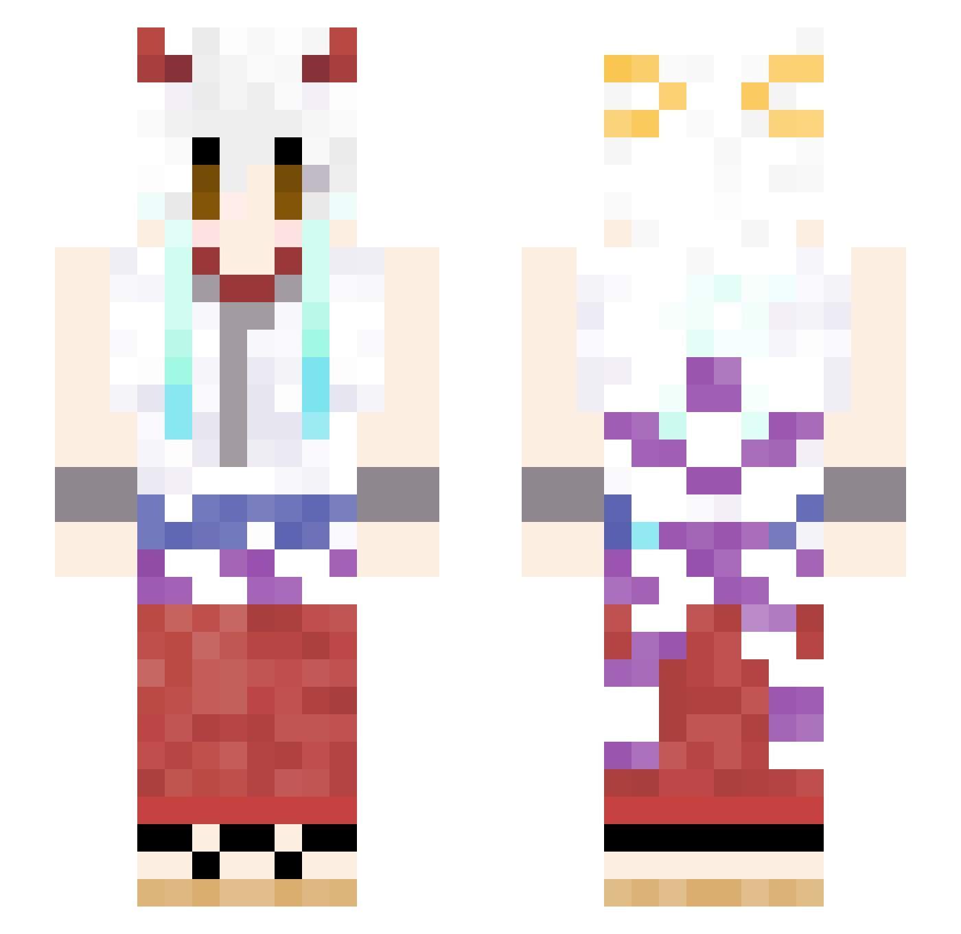 Noku Minecraft skin, front and back view