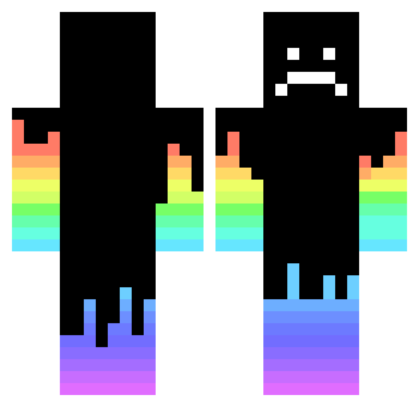 Wildfrag Minecraft skin, front and back view
