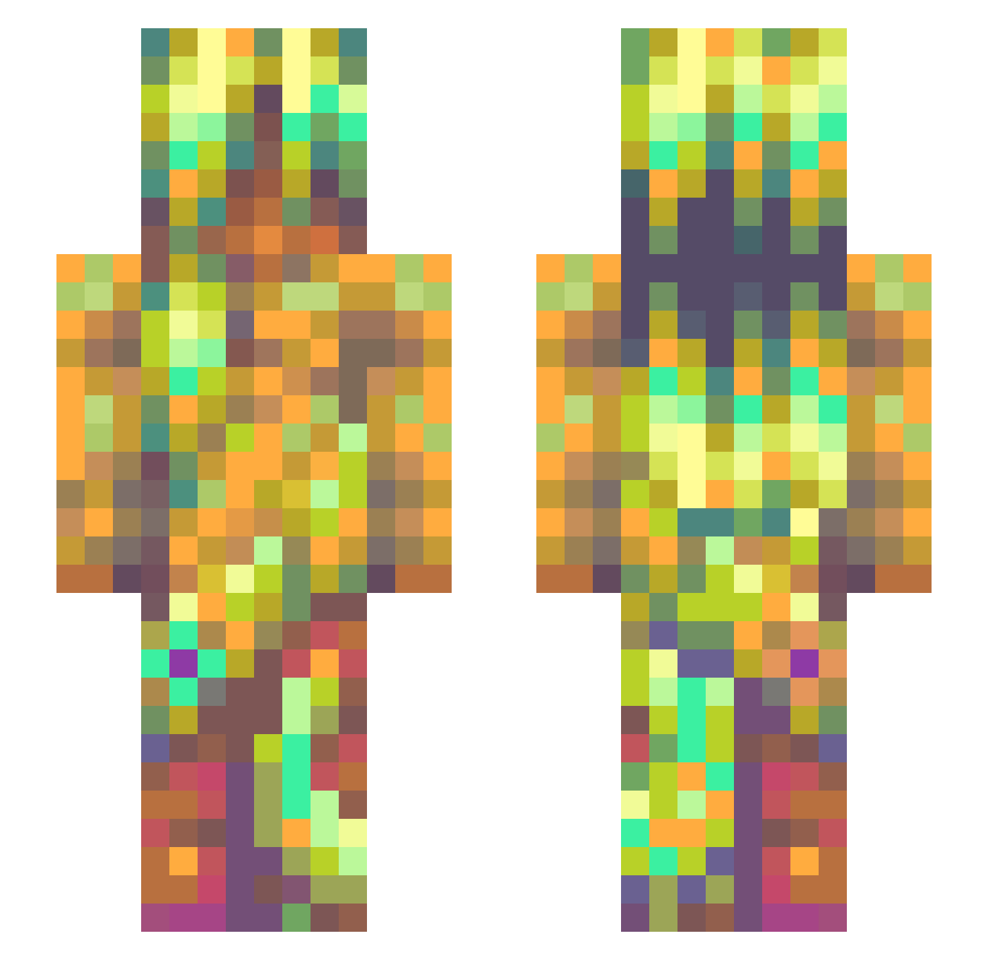 Weynd Minecraft skin, front and back view