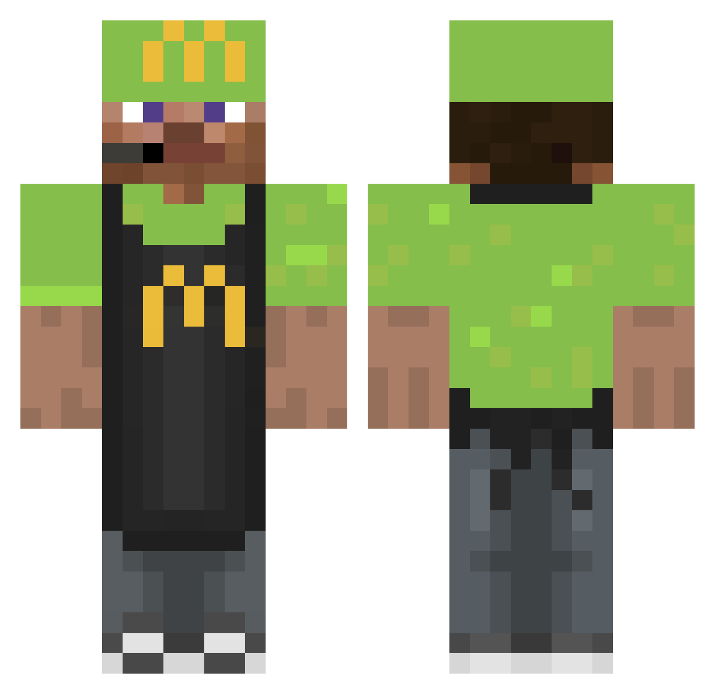 dibin Minecraft skin, front and back view