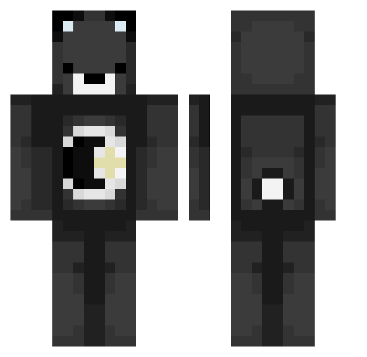 SaasZq Minecraft skin, front and back view