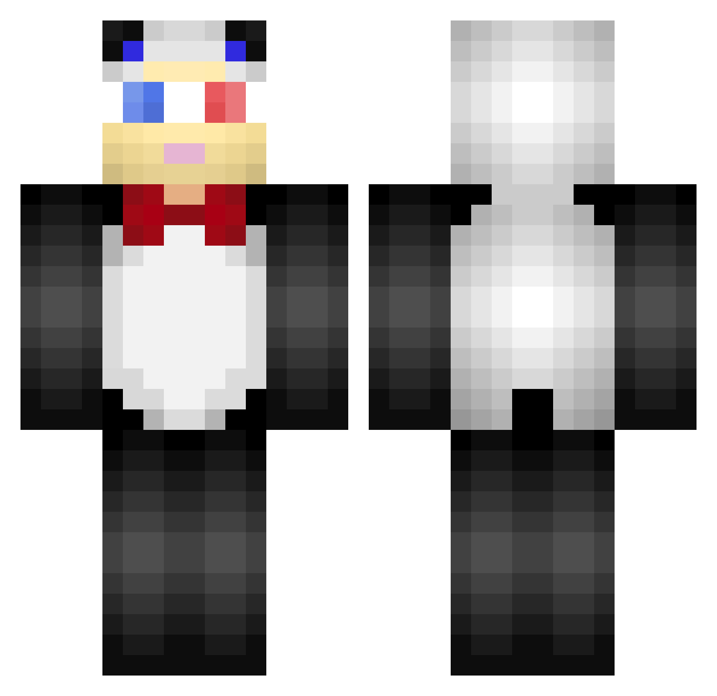 Mellow1407 Minecraft skin, front and back view