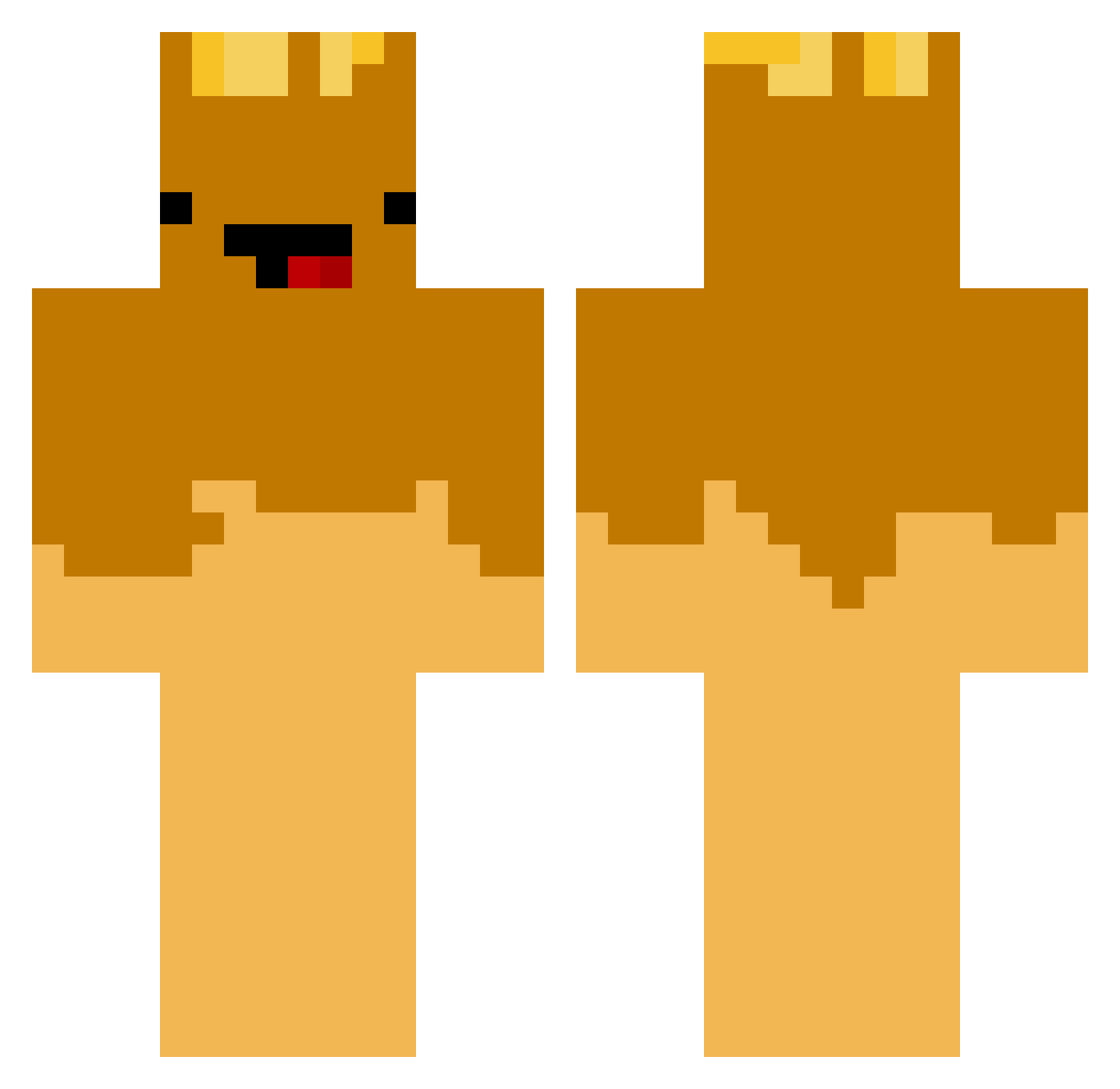 Toasty2317 Minecraft skin, front and back view