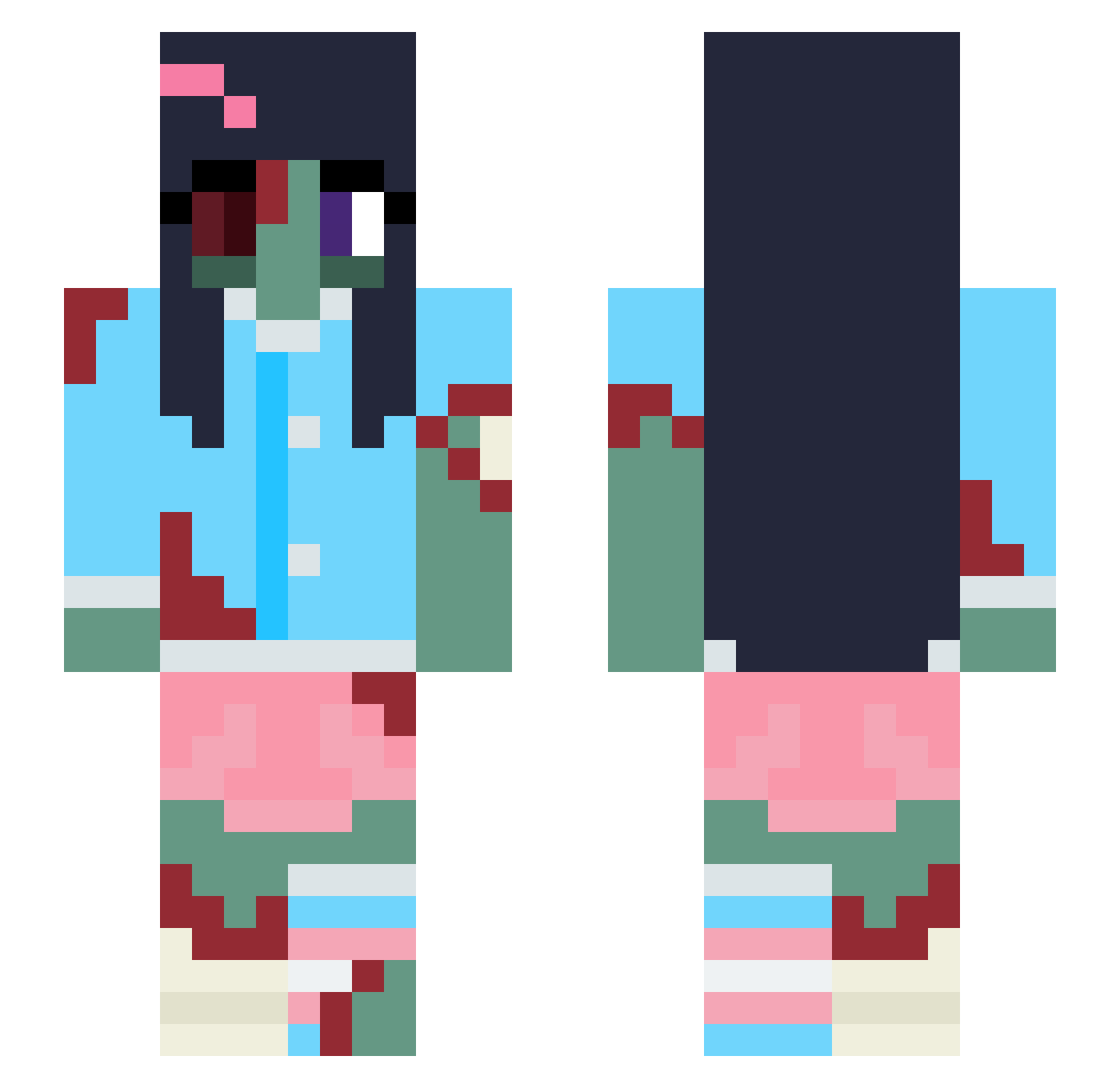 sylviaglamour Minecraft skin, front and back view