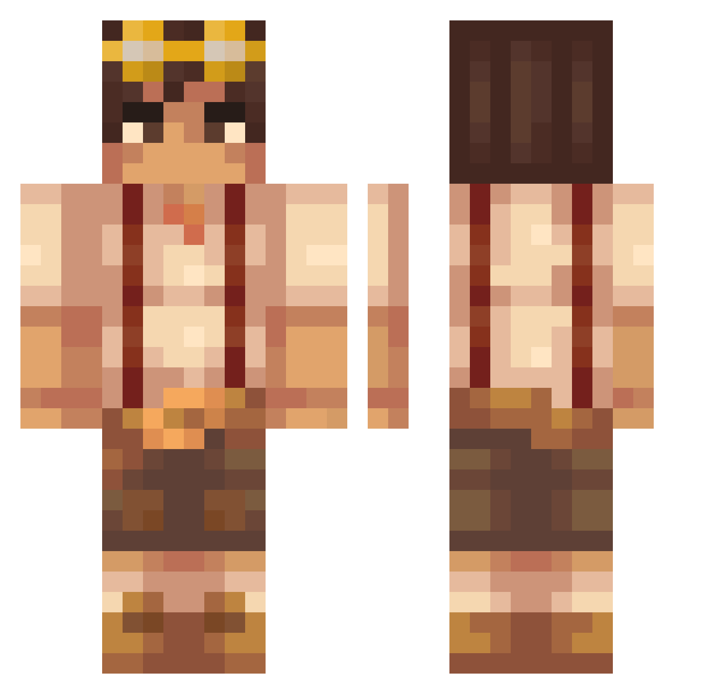 y2mk Minecraft skin, front and back view
