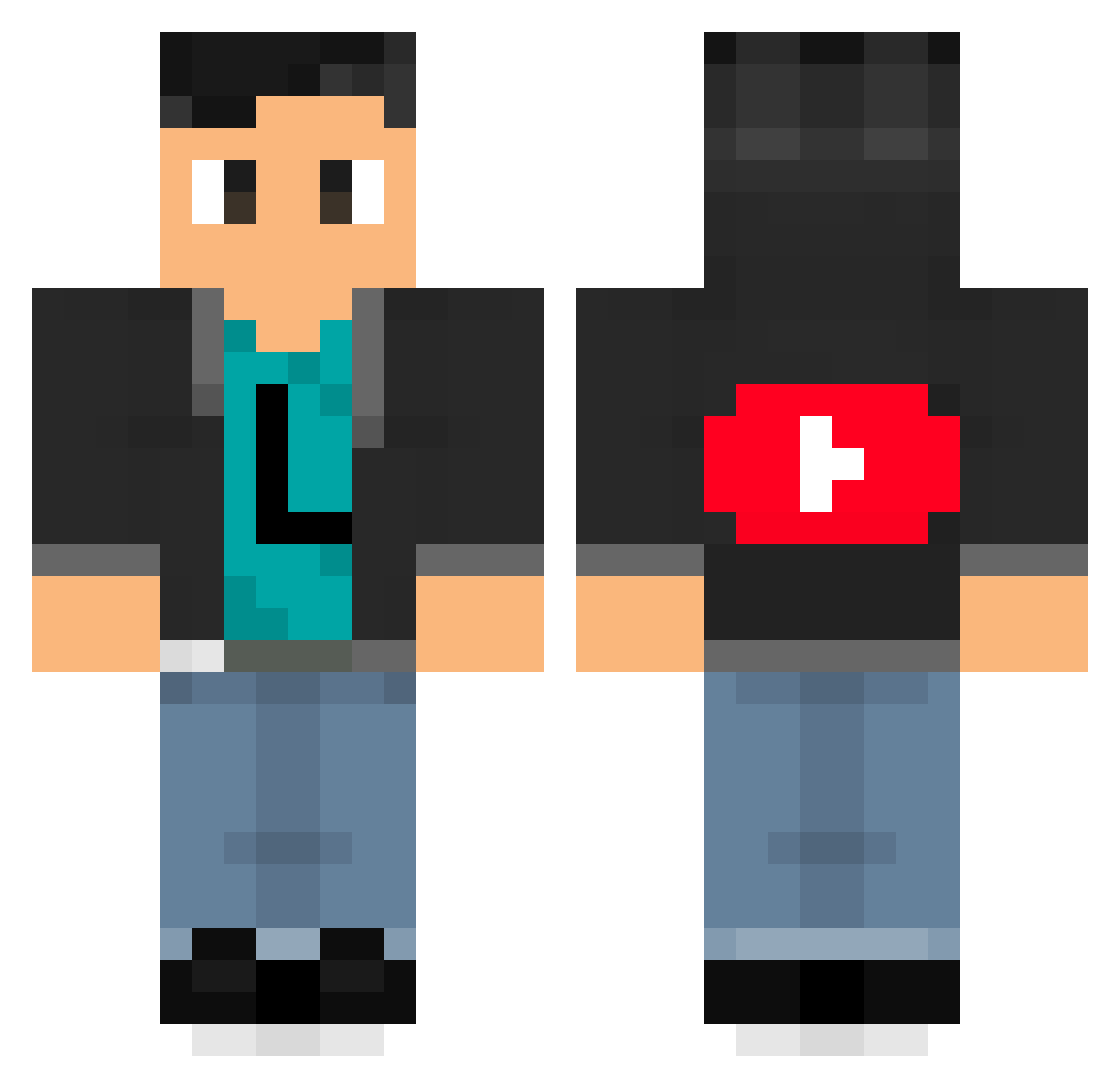 baddiefr Minecraft skin, front and back view