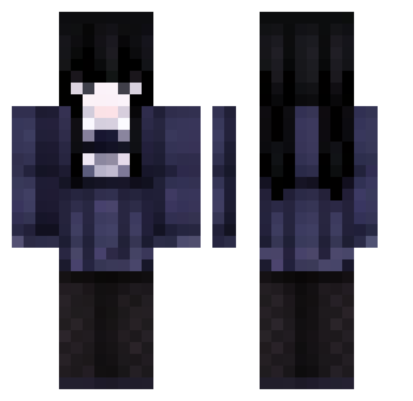 Qichen_wow Minecraft skin, front and back view