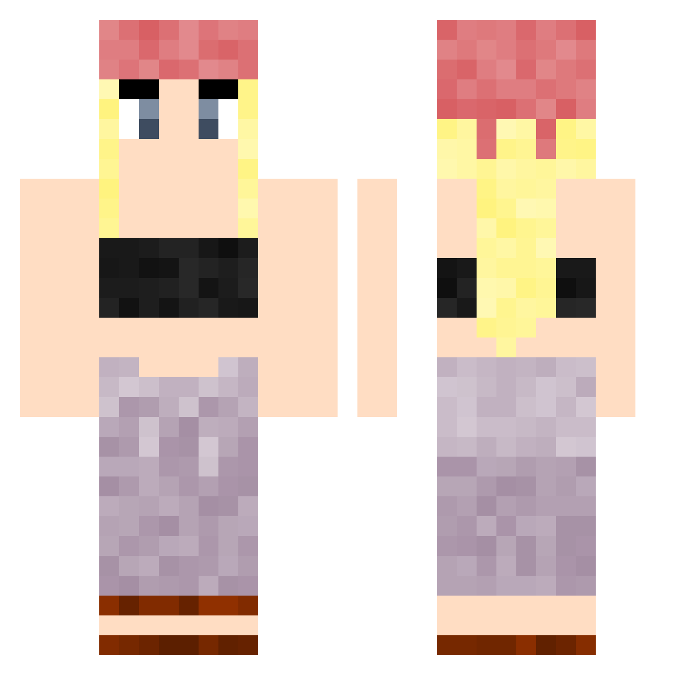 Faye Minecraft skin, front and back view