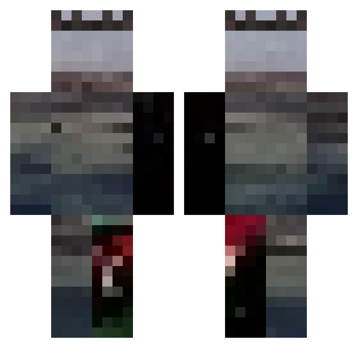 Skumaed Minecraft skin, front and back view