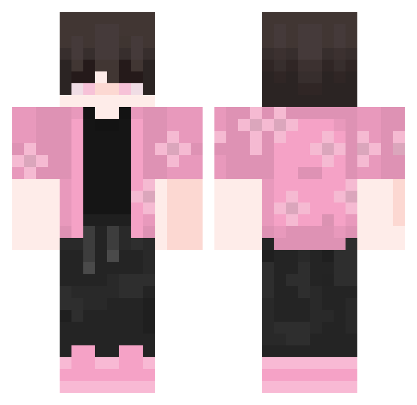 Vxynx Minecraft skin, front and back view