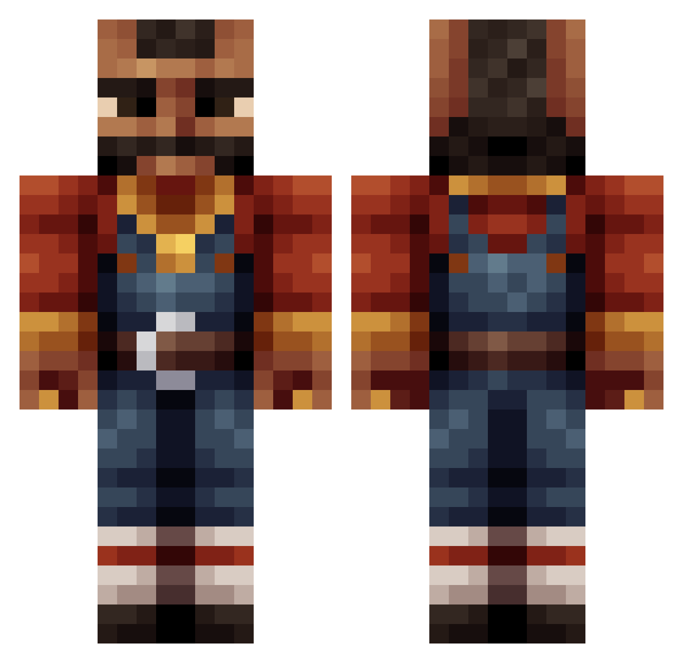 Arckadik Minecraft skin, front and back view